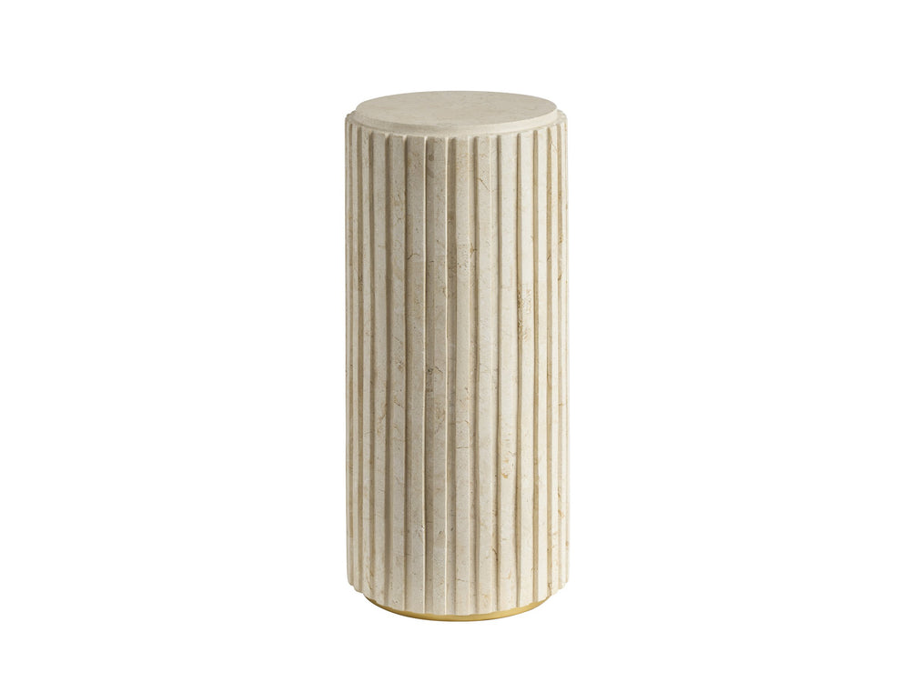 Lexington Culver Limestone Chairside Table with Satin Gold Accents Mid-century Sculptural Form 420-950