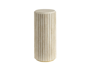 Lexington Culver Limestone Chairside Table with Satin Gold Accents Mid-century Sculptural Form 420-950