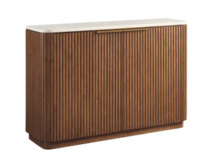 Lexington Avenida Entryway Hall Chest with Marble Accents Fluted Doors and Satin Gold Finish 420-974