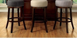 English Elm Bar Chairs 2Pc Set - Elegant Neutral Fabric Upholstery And Rich Dark Wood Legs For Stylish Comfort B2741P339259