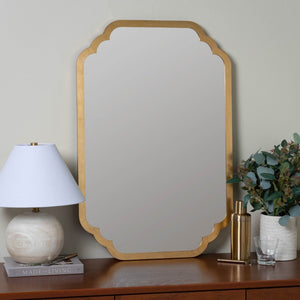 Cooper Classics Carol Rectangular Wall Mirror with Hand-Applied Leaf Frame for Entryways and Mantels Gold 42001