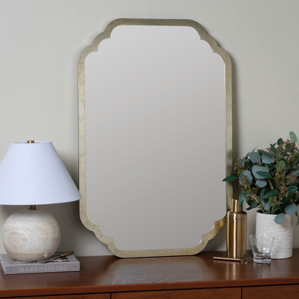 Cooper Classics Carol Rectangular Wall Mirror with Hand-Applied Leaf Frame for Entryways and Mantels Silver 42002