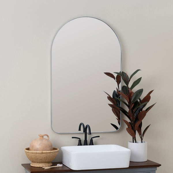 Cooper Classics Gerrard Matte Rectangular Wall Mirror with Slim Metal Frame for Entryway or Bath Silver 42005