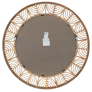 Cooper Classics Omari Round Wood Frame Wall Mirror Natural Grain Finish for Bohemian Coastal Rooms 42008