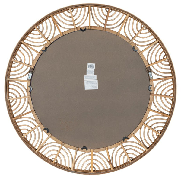 Cooper Classics Omari Round Wood Frame Wall Mirror Natural Grain Finish for Bohemian Coastal Rooms 42008