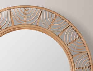 Cooper Classics Omari Round Wood Frame Wall Mirror Natural Grain Finish for Bohemian Coastal Rooms 42008