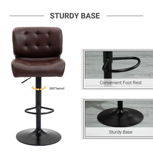 English Elm Homcom Adjustable Swivel Barstools Set of 2 Tufted Padded Seats Metal Base W2225P229256