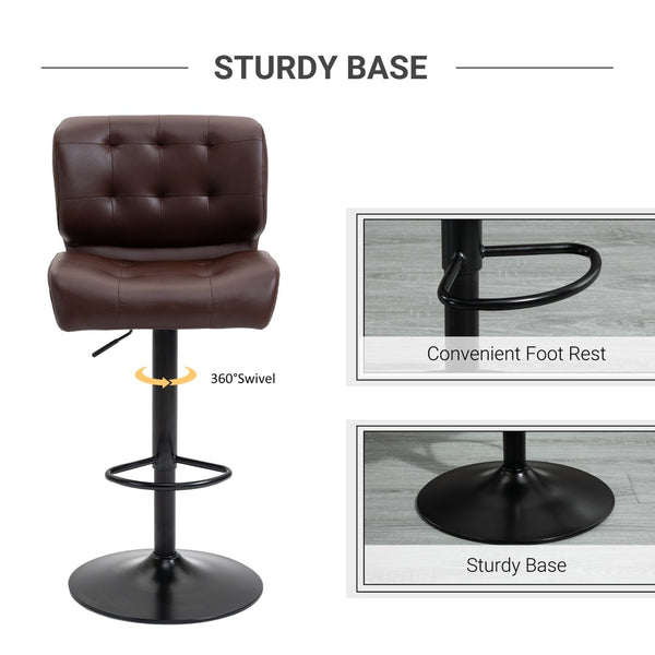 English Elm Homcom Adjustable Swivel Barstools Set of 2 Tufted Padded Seats Metal Base W2225P229256