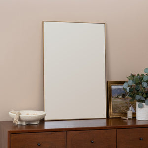Cooper Classics Chaz Matte Gold Rectangular Wall Mirror Slim Metal Frame for Entryway or Bath 42011