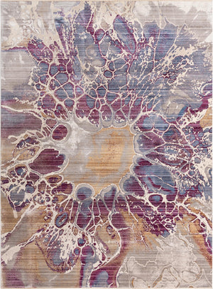 Unique Loom Deepa Imersion Machine Made Abstract Rug Multi, Ivory/Gray/Gold/Light Blue/Purple 10' 0" x 13' 9"