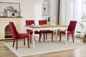 English Elm Rayon High-Back Dining Chair Set with Plush Flocking Upholstery, Rebound Sponge Comfort, Solid Wood Legs WINE RED W1143P233647