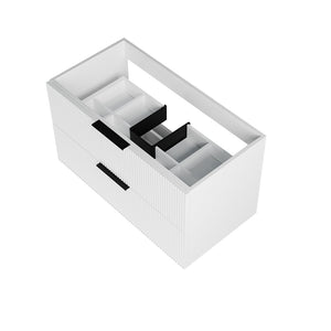 English Elm 090 Floating Bathroom Vanity Cabinet Matte Wall Mounted Soft Close Drawers Modern White W3520P345981