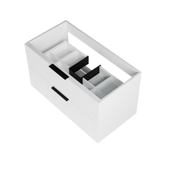 English Elm 090 Floating Bathroom Vanity Cabinet Matte Wall Mounted Soft Close Drawers Modern White W3520P345981