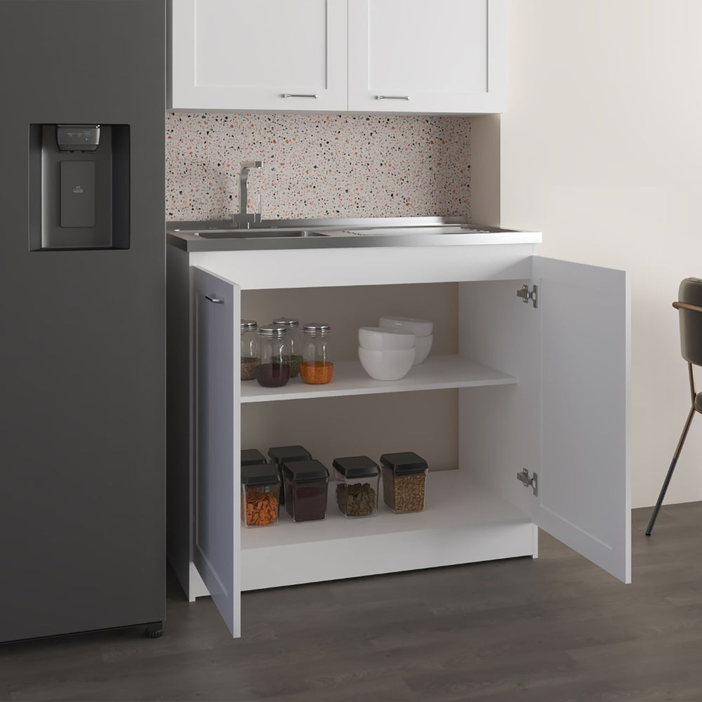 English Elm Zurich Freestanding Stainless Steel Utility Sink with Black Storage Cabinet for Garage B200S00431