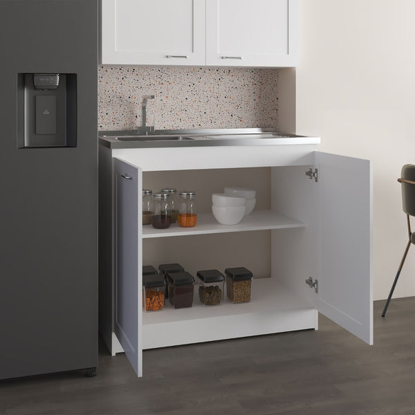 English Elm Zurich Freestanding Stainless Steel Utility Sink with Black Storage Cabinet for Garage B200S00431