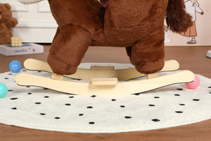 English Elm Kids Plush Rocking Horse Toddler Toy with Sound Box Hand Puppets and Secure Safety Belt W3723P374143