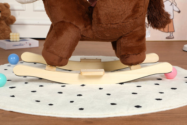 English Elm Kids Plush Rocking Horse Toddler Toy with Sound Box Hand Puppets and Secure Safety Belt W3723P374143