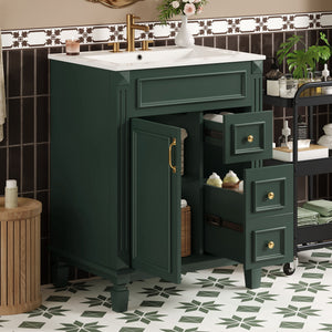 English Elm 24" Stylish Bathroom Vanity With Ceramic Sink & Soft-Close Drawers, Perfect For Small Spaces! N710P318989F