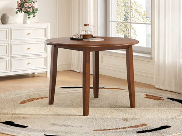 English Elm Extendable Round Dining Table Folding Mdf Top Rubberwood Legs Small Space Apartment Brown N752P405933D