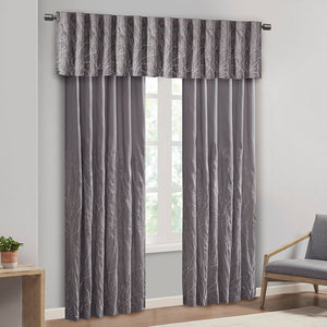 JLA Home Madison Park - Faux Embroidered Tree Branch Window Valance in Lustrous Silk-Look Fabric with Lined Privacy Drapery Grey MP41-4573