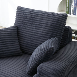 English Elm Oversized Corduroy Accent Chair with Ottoman Neck Pillow and Wide Armrests for Cozy Reading Dark Grey W1117S00249