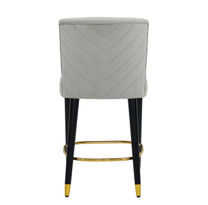 English Elm Christopher Knight Home® - 27inch-counterstool, modern rubberwood frame with light fabric upholstery, gold circular footrest accent Grey N780P224409G