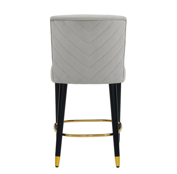 English Elm Christopher Knight Home® - 27inch-counterstool, modern rubberwood frame with light fabric upholstery, gold circular footrest accent Grey N780P224409G