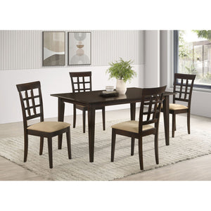 English Elm Henin Cappuccino 5-Piece Dining Set with Beige Padded Seats, Rectangular Table & Windowpane Chairs B062S01041