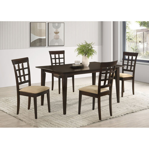 English Elm Henin Cappuccino 5-Piece Dining Set with Beige Padded Seats, Rectangular Table & Windowpane Chairs B062S01041