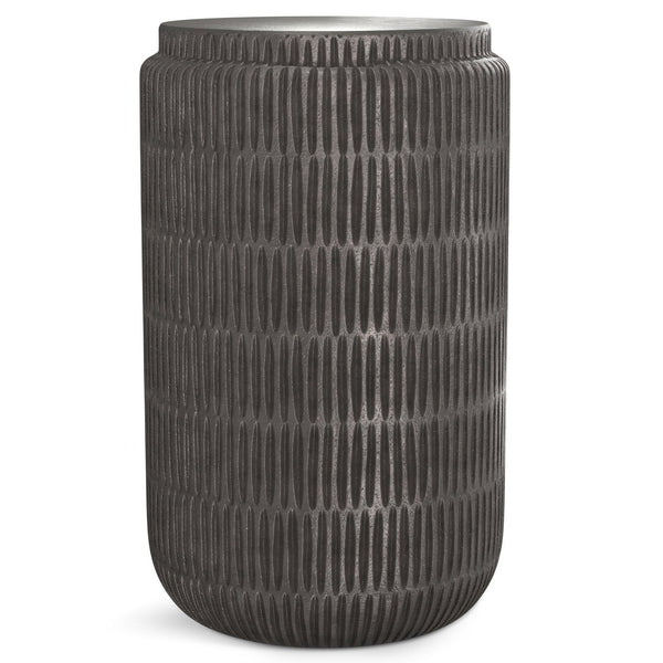 English Elm Juno Cast Aluminum Side Table in Graphite Finish — Handcrafted Textured Round End Table, 18" x 24" B136P239040