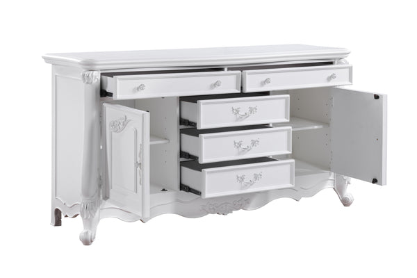 English Elm Latisha Elegant Finish Dresser with Spacious Drawers and Versatile Shelf for Organized Bedrooms White 72.5 L x 24 W x 41.56 H B2726P247632