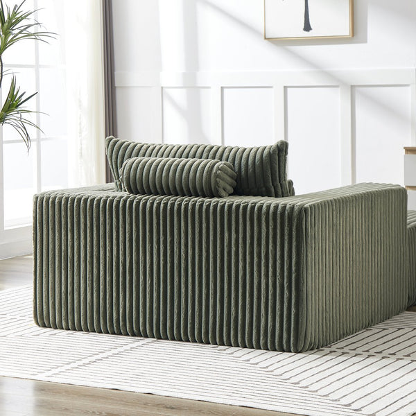 English Elm 75-Inch Corduroy Sponge Lounge Chair With Footrest – No Assembly, Plush Sleeper For Living Rooms & Bedrooms W834P206095