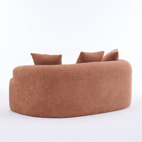 English Elm LY-025S Curved Loveseat Sofa Compact 65" chenille upholstery, 30D foam with spring core, 300lb capacity, 3 pillows, apartment-friendly Coral W2231P292947