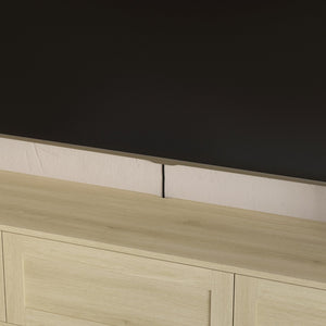 English Elm Floating Wall Mounted Tv Shelf with Led Backlight Gloss Cabinet and Built in Power Strip W1321P391272