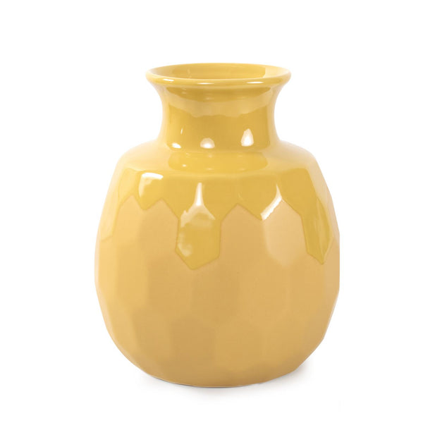 Howard Elliott Golden Bee Ceramic Vase – Honeycomb Textured Design For Vibrant Home Decor And Unique Style Yellow Ceramic 42067-howard-elliott