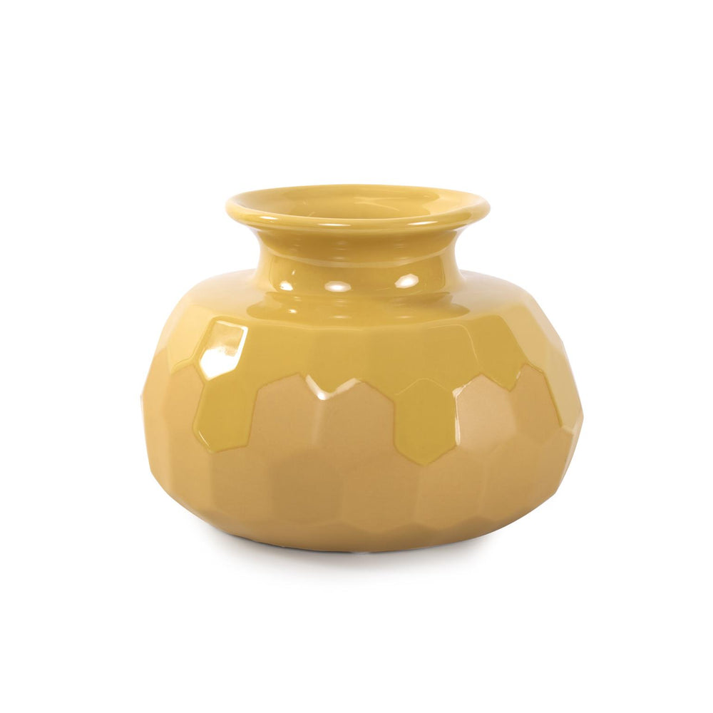 Howard Elliott Golden Bee Ceramic Vase – Honeycomb Textured Design For Vibrant Home Decor And Unique Style Yellow Ceramic 42067-howard-elliott