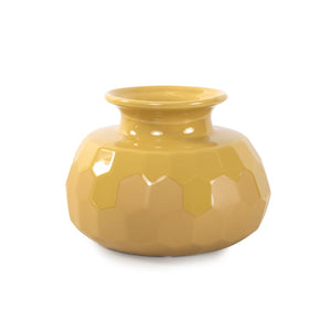 Howard Elliott Golden Bee Ceramic Vase – Honeycomb Textured Design For Vibrant Home Decor And Unique Style Yellow Ceramic 42068-howard-elliott