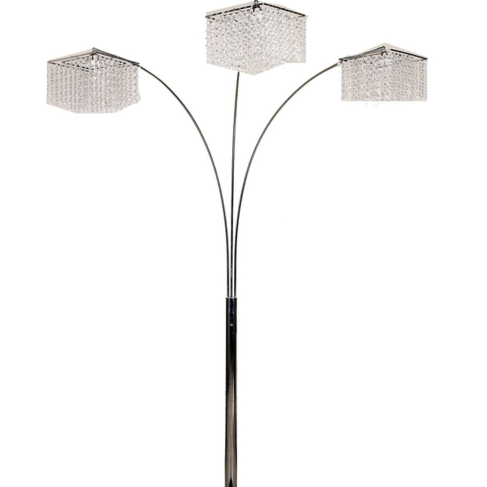 English Elm 84" Tall Metal Floor Lamp - Modern Chrome Design With 3 Crystal Shades For Elegant Ambient Lighting B072116071