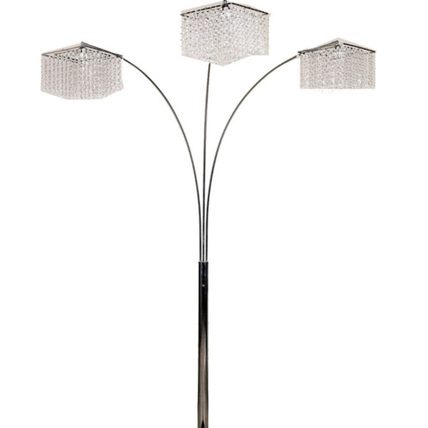 English Elm 84" Tall Metal Floor Lamp - Modern Chrome Design With 3 Crystal Shades For Elegant Ambient Lighting B072116071