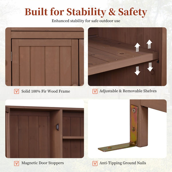 English Elm (with Hutch) Topamx Solid Fir Potting Bench Patio Workstation Spice Rack Drawer Brown N717P404330D