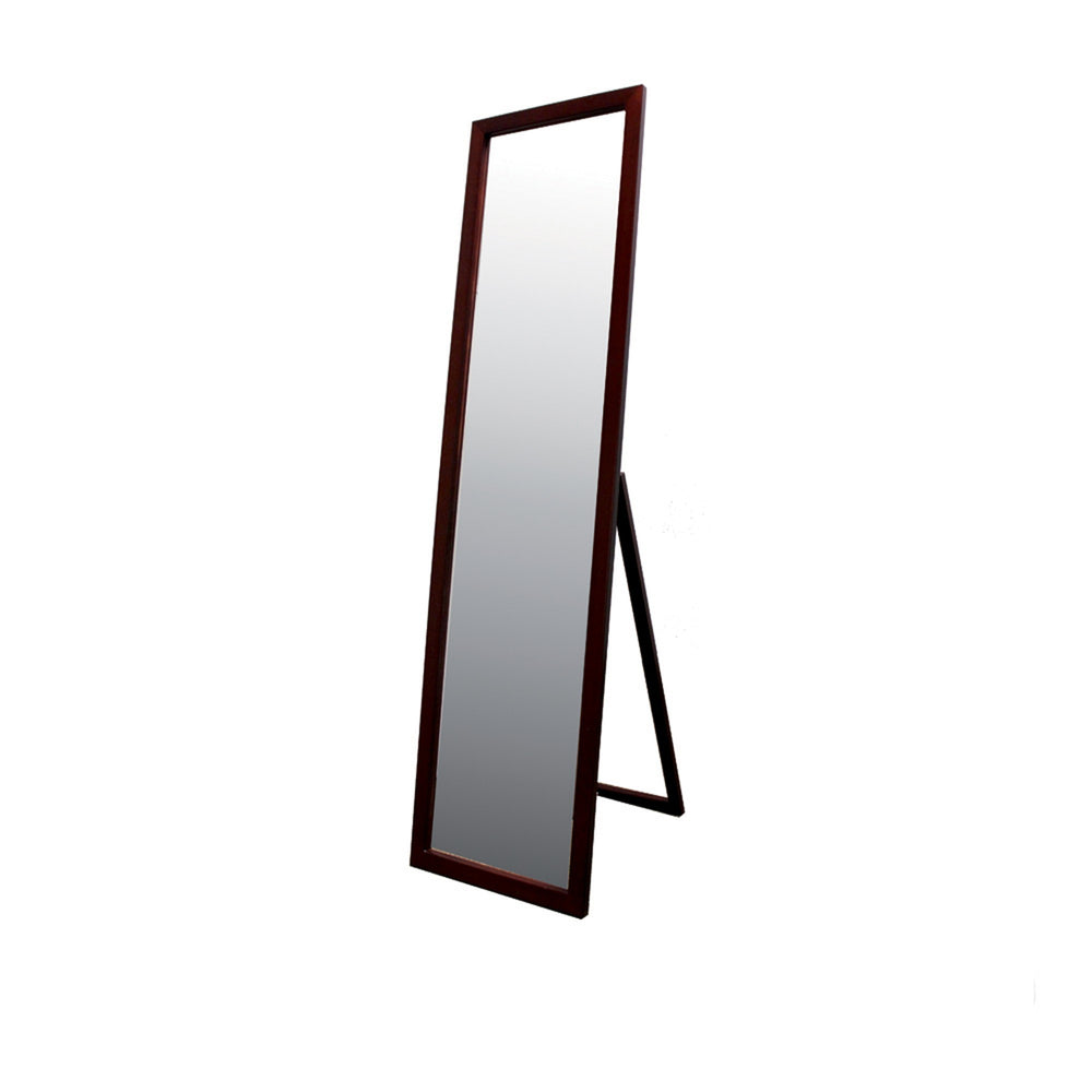 Homeroots Brown Rectangle Cheval Standing Mirror  Wood 420747