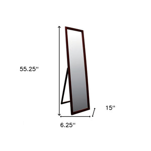 Homeroots Brown Rectangle Cheval Standing Mirror  Wood 420747