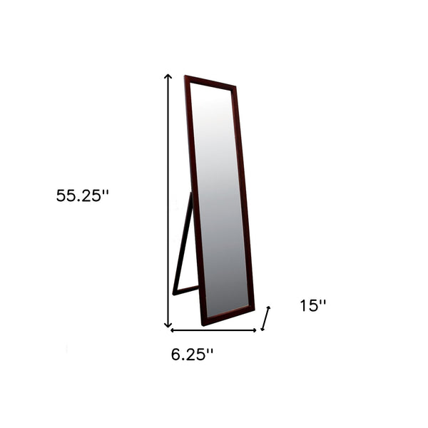 Homeroots Brown Rectangle Cheval Standing Mirror  Wood 420747