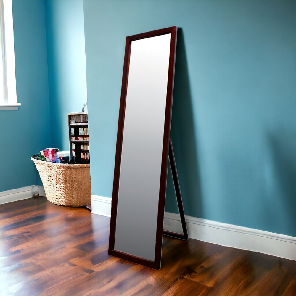 Homeroots Brown Rectangle Cheval Standing Mirror  Wood 420747