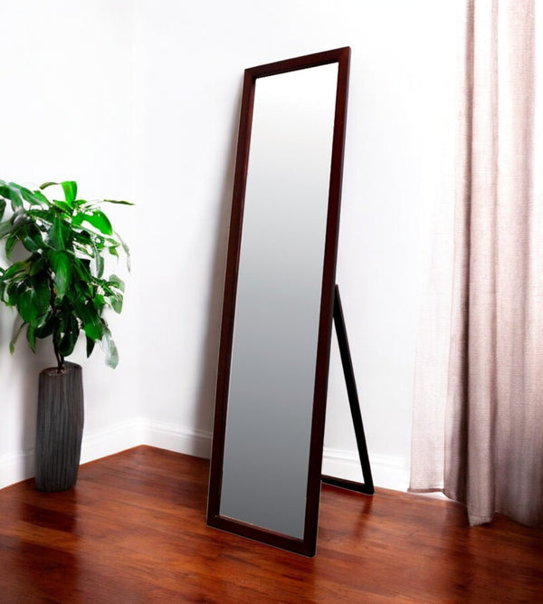 HomeRoots 55" Elegant Freestanding Cheval Mirror in Walnut Brown - Adjustable Tilt for Perfect Viewing! 420747