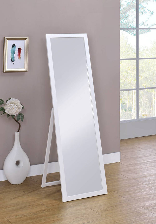 Homeroots Crisp White Full Length Standing Mirror  Glass,Eucalyptus Wood,Veneer 420748