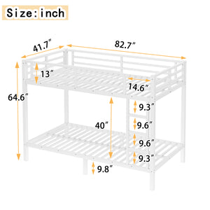 English Elm Metal Twin XL Over Twin XL Bunk Bed Sturdy Steel Frame, Space-Saving Design, Noise-Free Sleep Solution W1580P329009
