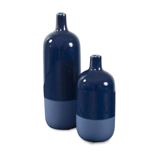 Howard Elliott Delft Blue Vase Set Of 2 – Glossy And Matte Finishes For Stunning Home Decor Accent Pieces Blue Ceramic 42078-howard-elliott