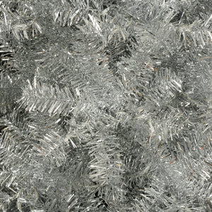 English Elm 6FT Silver Pre-Lit Christmas Tree with 800 Tips, 300 LEDs, 11 Modes, Hinged Metal Stand, Indoor/Outdoor N704P199512N