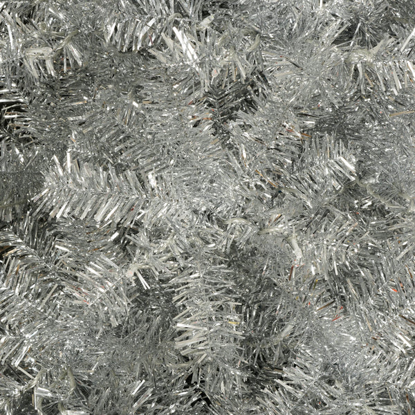 English Elm 6FT Silver Pre-Lit Christmas Tree with 800 Tips, 300 LEDs, 11 Modes, Hinged Metal Stand, Indoor/Outdoor N704P199512N